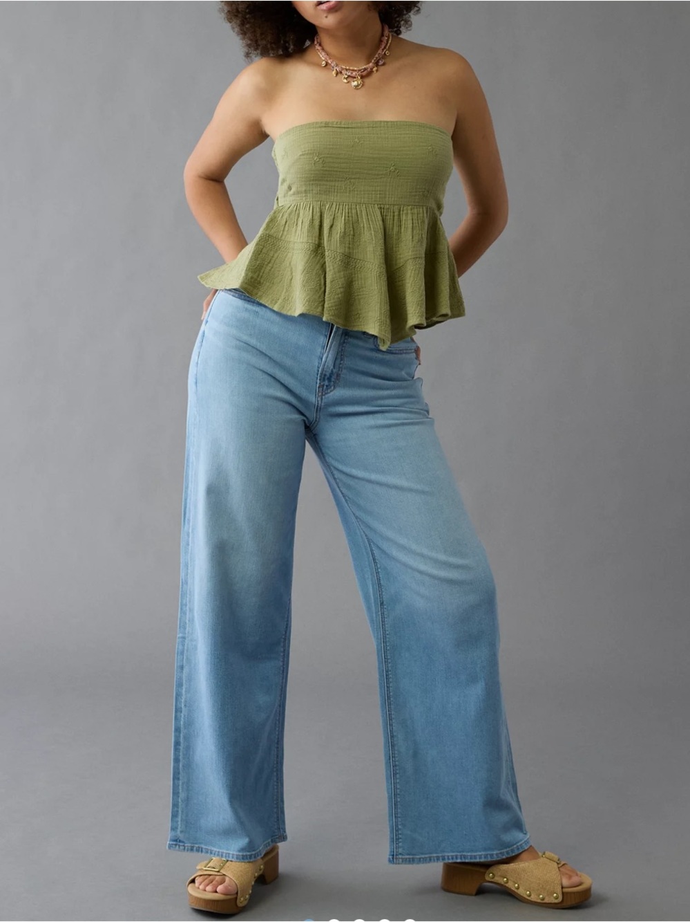 American Eagle Outfitters Curvy Super High-Rise Baggy Wide-Leg Women's Jeans